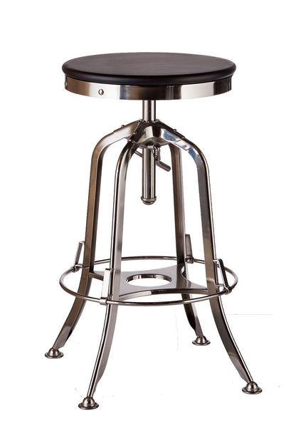 Industrial Wooden Height Adjustable Swivel Bar Stool - Nickel Black - Cosy Abode