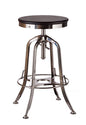 Industrial Wooden Height Adjustable Swivel Bar Stool - Nickel Black - Cosy Abode