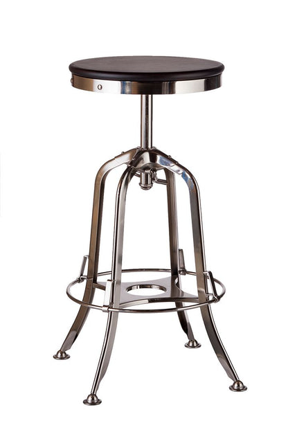 Industrial Wooden Height Adjustable Swivel Bar Stool - Nickel Black - Cosy Abode