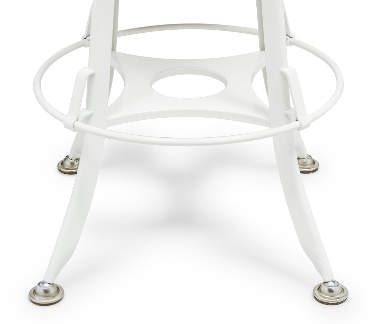White Bar Stool Hamptons Style Height Adjustable and Swivel with Natural Wood Top - Cosy Abode
