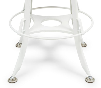 White Bar Stool Hamptons Style Height Adjustable and Swivel with Natural Wood Top - Cosy Abode