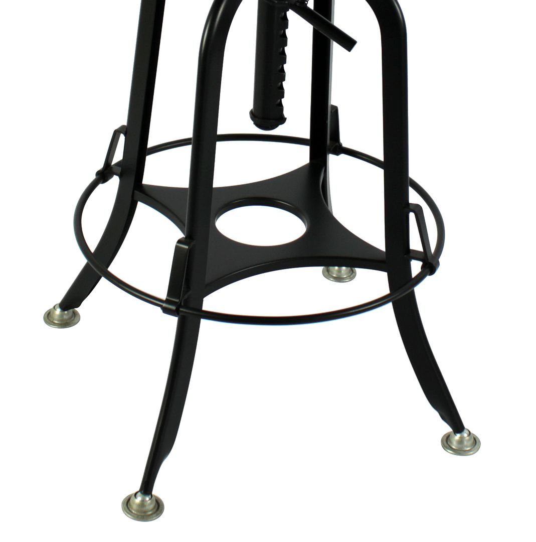 Industrial Wooden Height Adjustable Swivel Bar Stool Chair with Back - Black Rustic - Cosy Abode