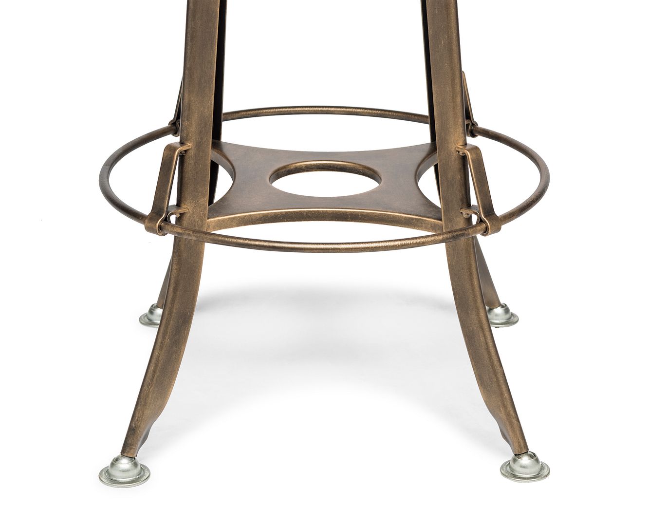 Industrial Wooden Height Adjustable Swivel Bar Stool Chair with Back - Dark French Brass - Cosy Abode