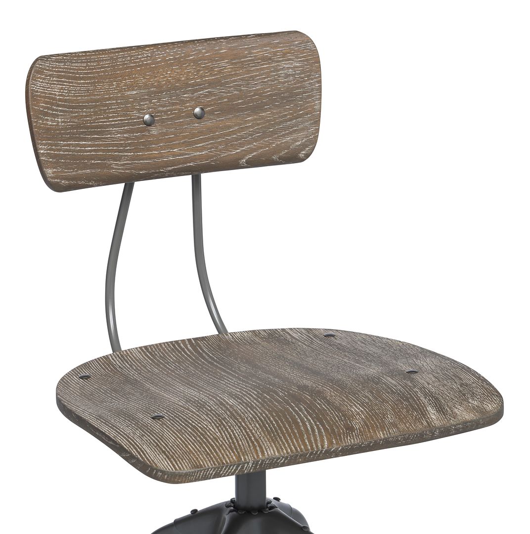 Industrial Swivel Height Adjustable Grey Oak Wood Bar Stool Chair with Back - Cosy Abode