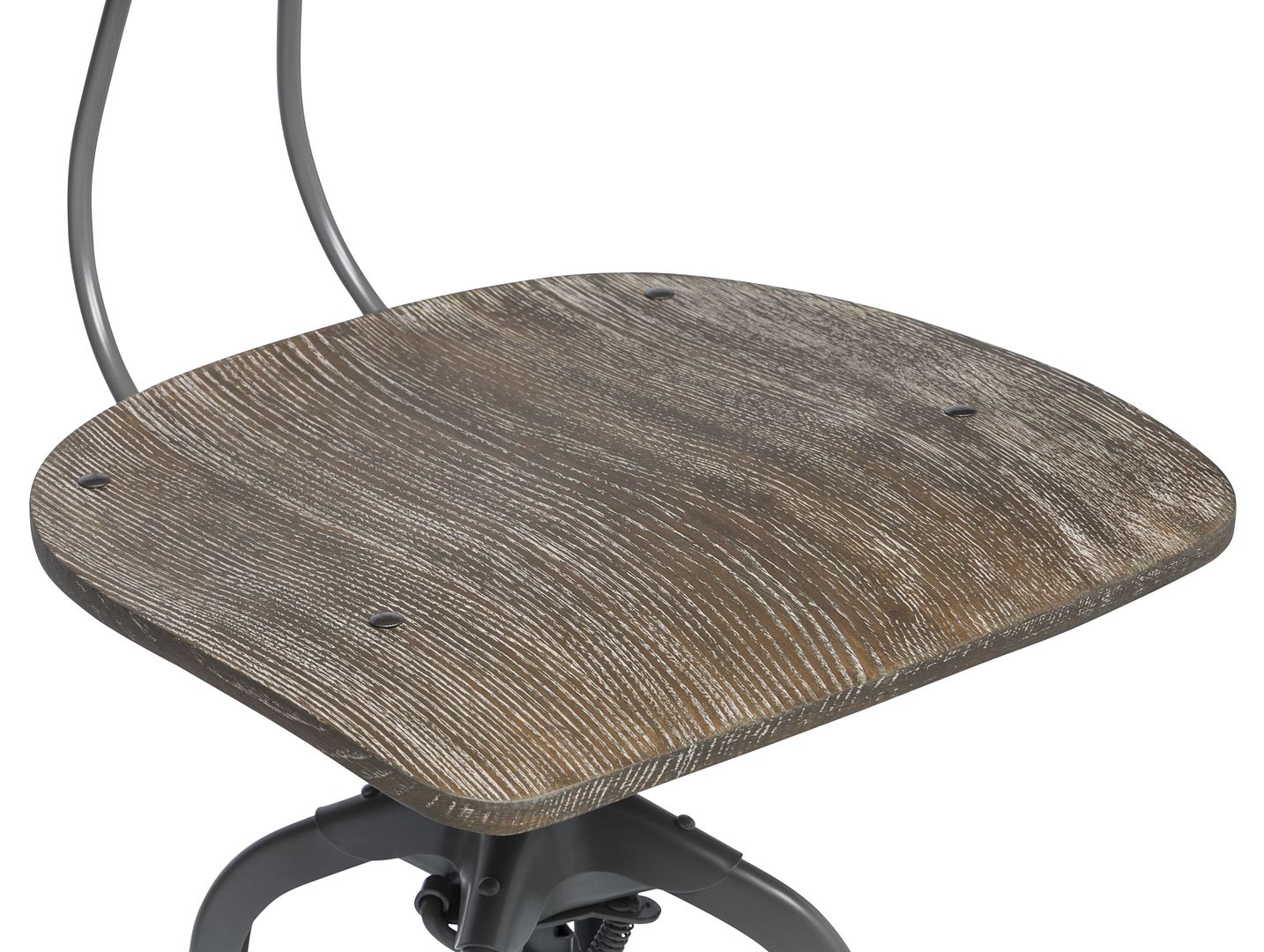 Industrial Swivel Height Adjustable Grey Oak Wood Bar Stool Chair with Back - Cosy Abode