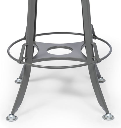 Industrial Swivel Height Adjustable Grey Oak Wood Bar Stool Chair with Back - Cosy Abode