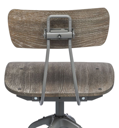 Industrial Swivel Height Adjustable Grey Oak Wood Bar Stool Chair with Back - Cosy Abode