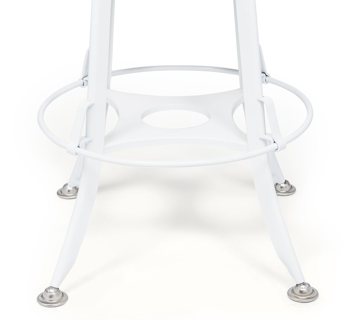 Hamptons Style White Bar Stool Chair Height Adjustable and Swivel with Natural Wood Top - Cosy Abode