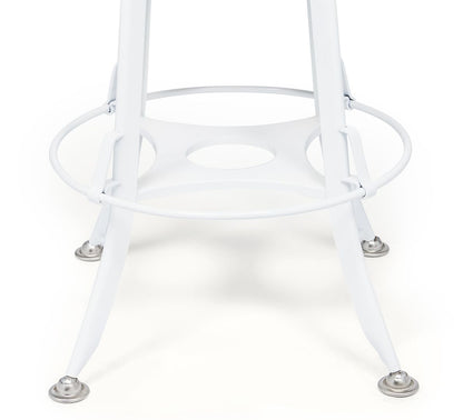 Hamptons Style White Bar Stool Chair Height Adjustable and Swivel with Natural Wood Top - Cosy Abode