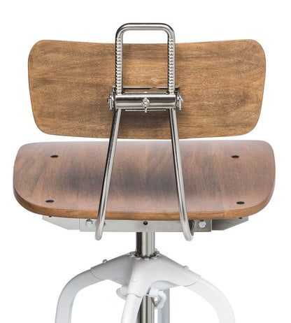 Hamptons Style White Bar Stool Chair Height Adjustable and Swivel with Natural Wood Top - Cosy Abode