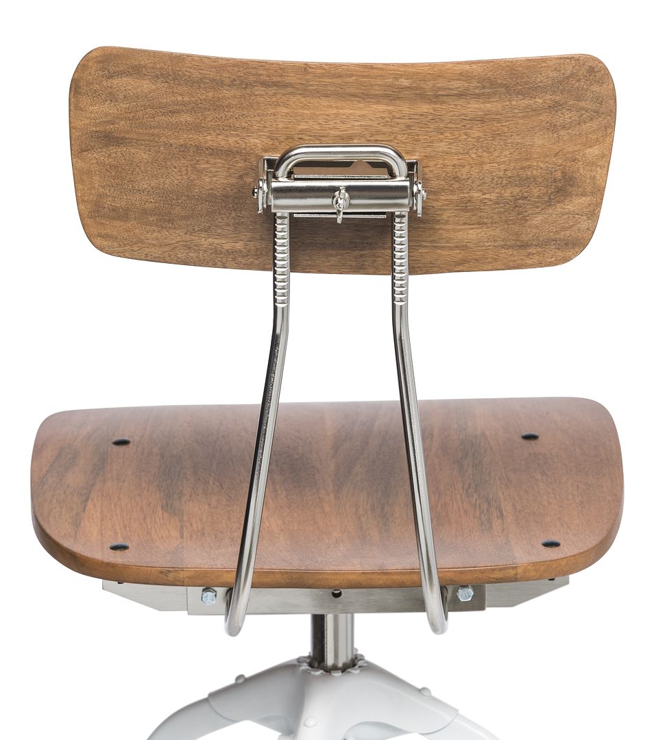 Hamptons Style White Bar Stool Chair Height Adjustable and Swivel with Natural Wood Top - Cosy Abode
