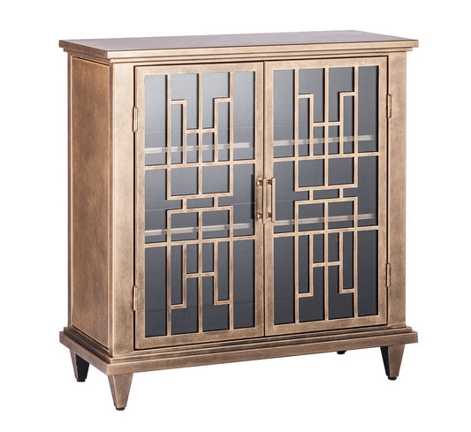 Iron Glass Buffet Sideboard Cabinet with 3 Level Storage in Brass Finish - Cosy Abode