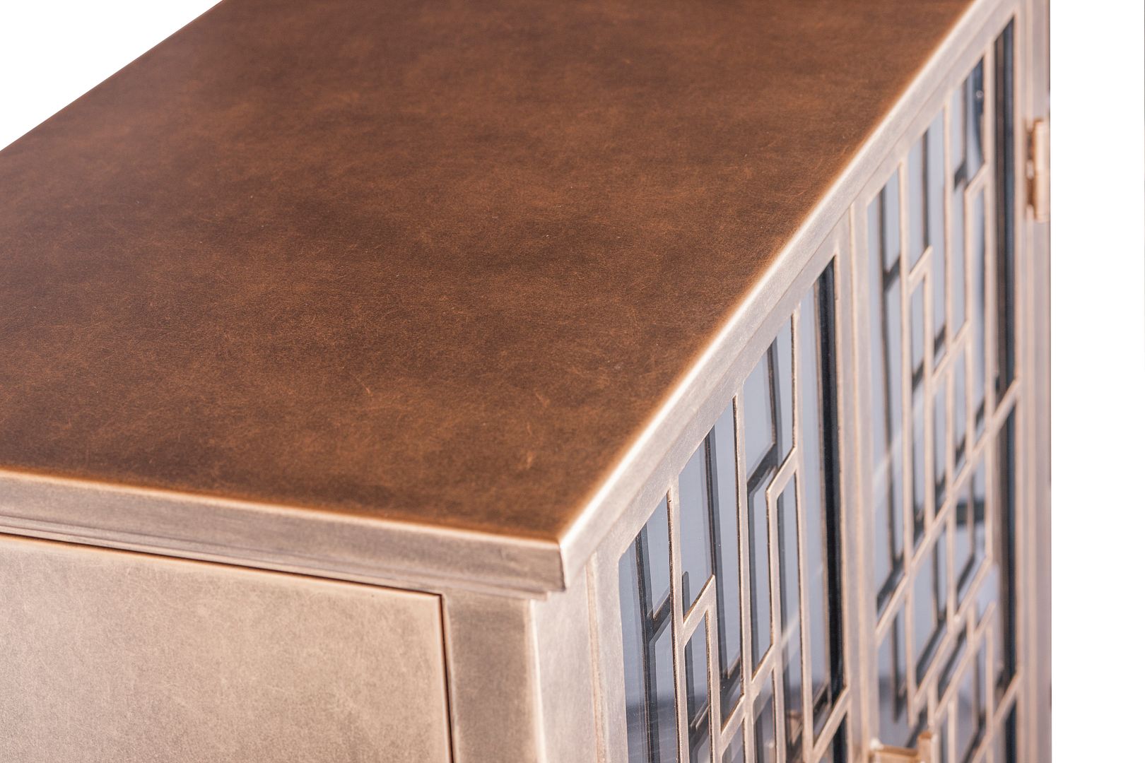 Iron Glass Buffet Sideboard Cabinet with 3 Level Storage in Brass Finish - Cosy Abode