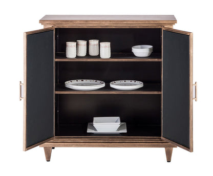 Sideboard Buffet Cabinet Storage with Mirrored Glass Doors in French Brass Finish - Cosy Abode