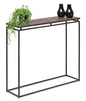 Modern Black Narrow Hallway Console Table with Copper Textured Wood Top - Cosy Abode