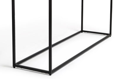 Modern Black Narrow Hallway Console Table with Copper Textured Wood Top - Cosy Abode