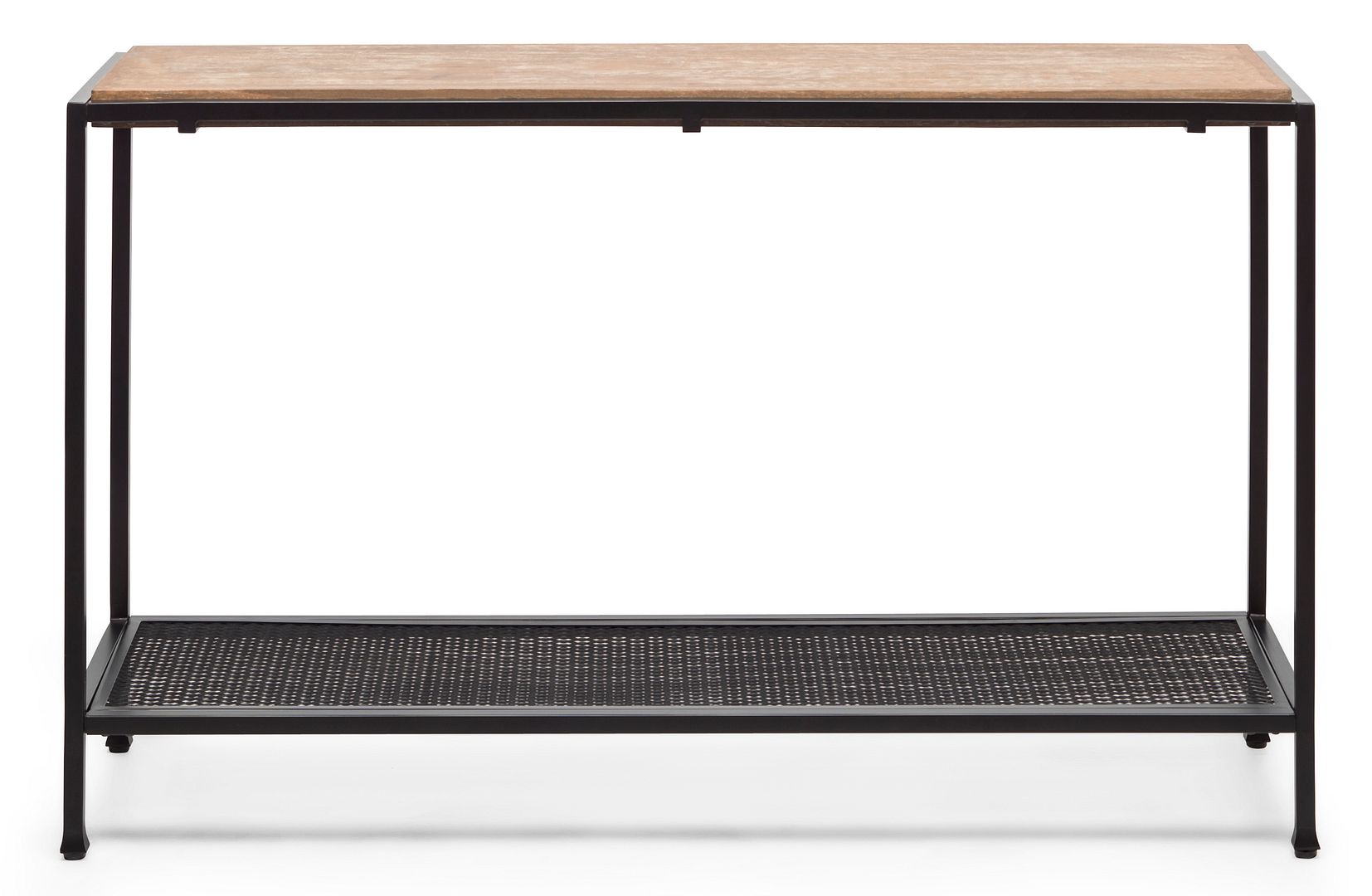 Black Iron Hallway Console Table with Distressed Wood Top - Cosy Abode