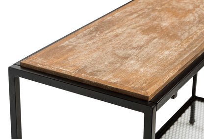 Black Iron Hallway Console Table with Distressed Wood Top - Cosy Abode