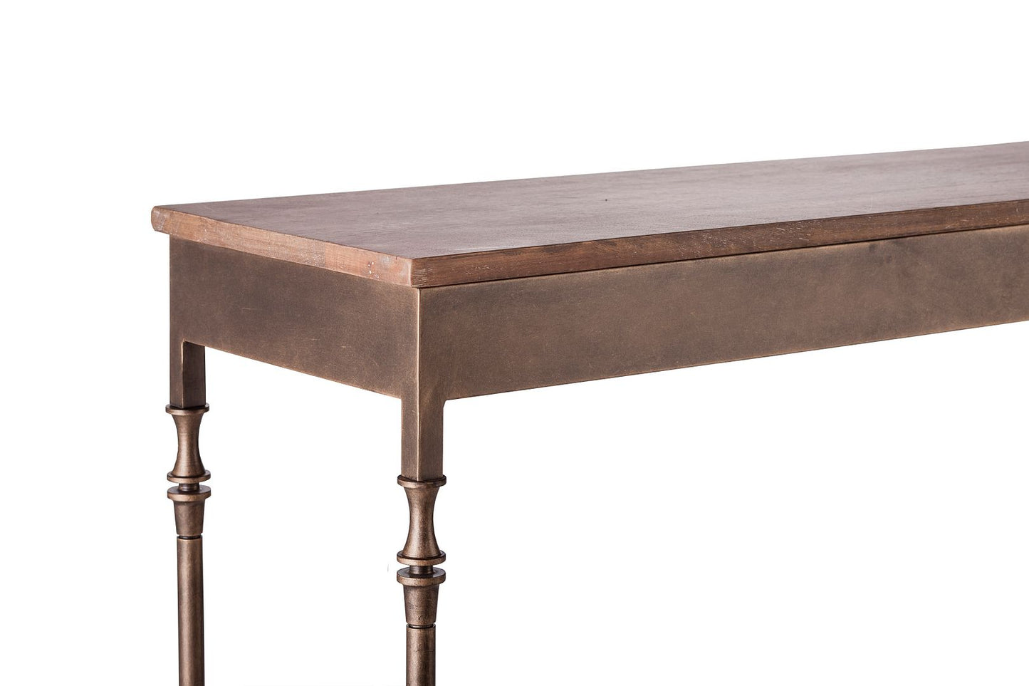Wooden Iron Narrow Hallway Console Table with Finial Legs - Cosy Abode