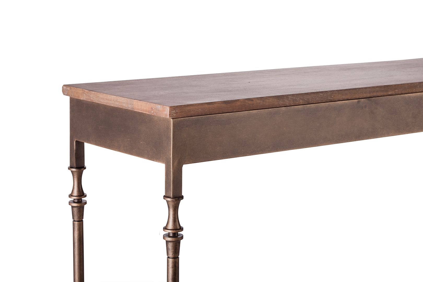 Wooden Iron Narrow Hallway Console Table with Finial Legs - Cosy Abode