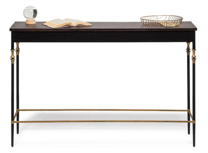 Gold Black Wooden Slim Hallway Console Table with Finial Legs - Cosy Abode