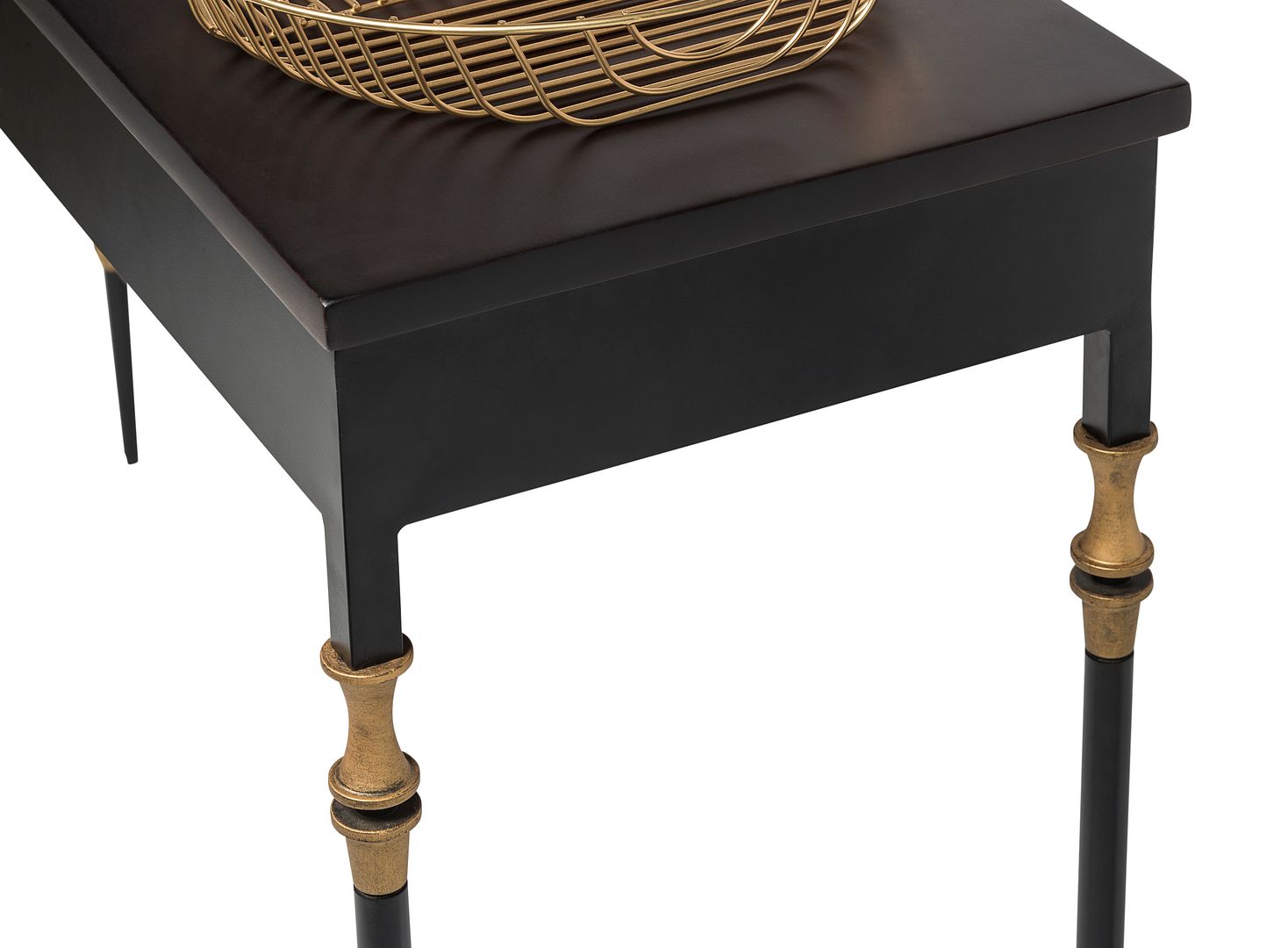 Gold Black Wooden Slim Hallway Console Table with Finial Legs - Cosy Abode