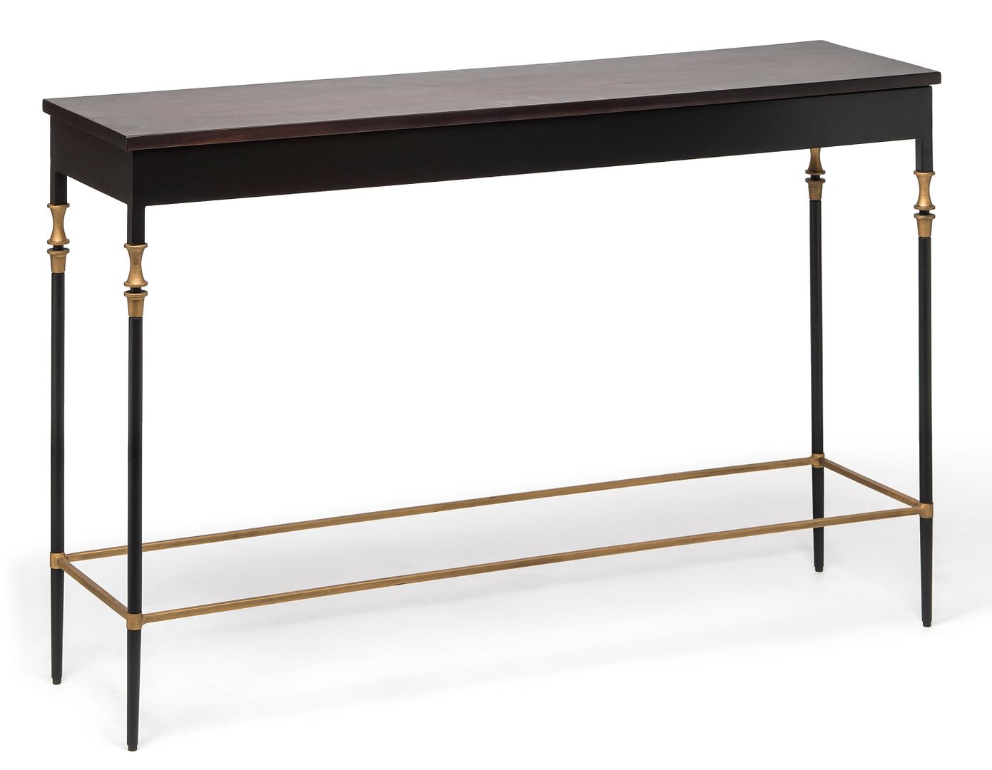 Gold Black Wooden Slim Hallway Console Table with Finial Legs - Cosy Abode