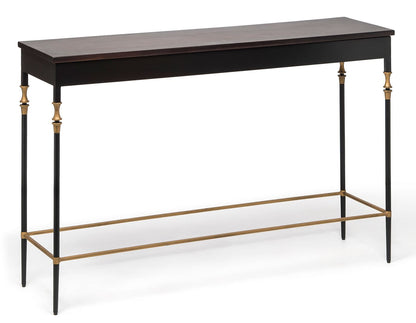 Gold Black Wooden Slim Hallway Console Table with Finial Legs - Cosy Abode