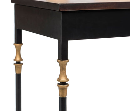 Gold Black Wooden Slim Hallway Console Table with Finial Legs - Cosy Abode