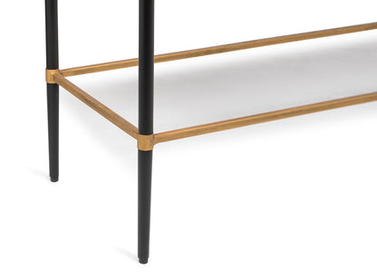 Gold Black Wooden Slim Hallway Console Table with Finial Legs - Cosy Abode