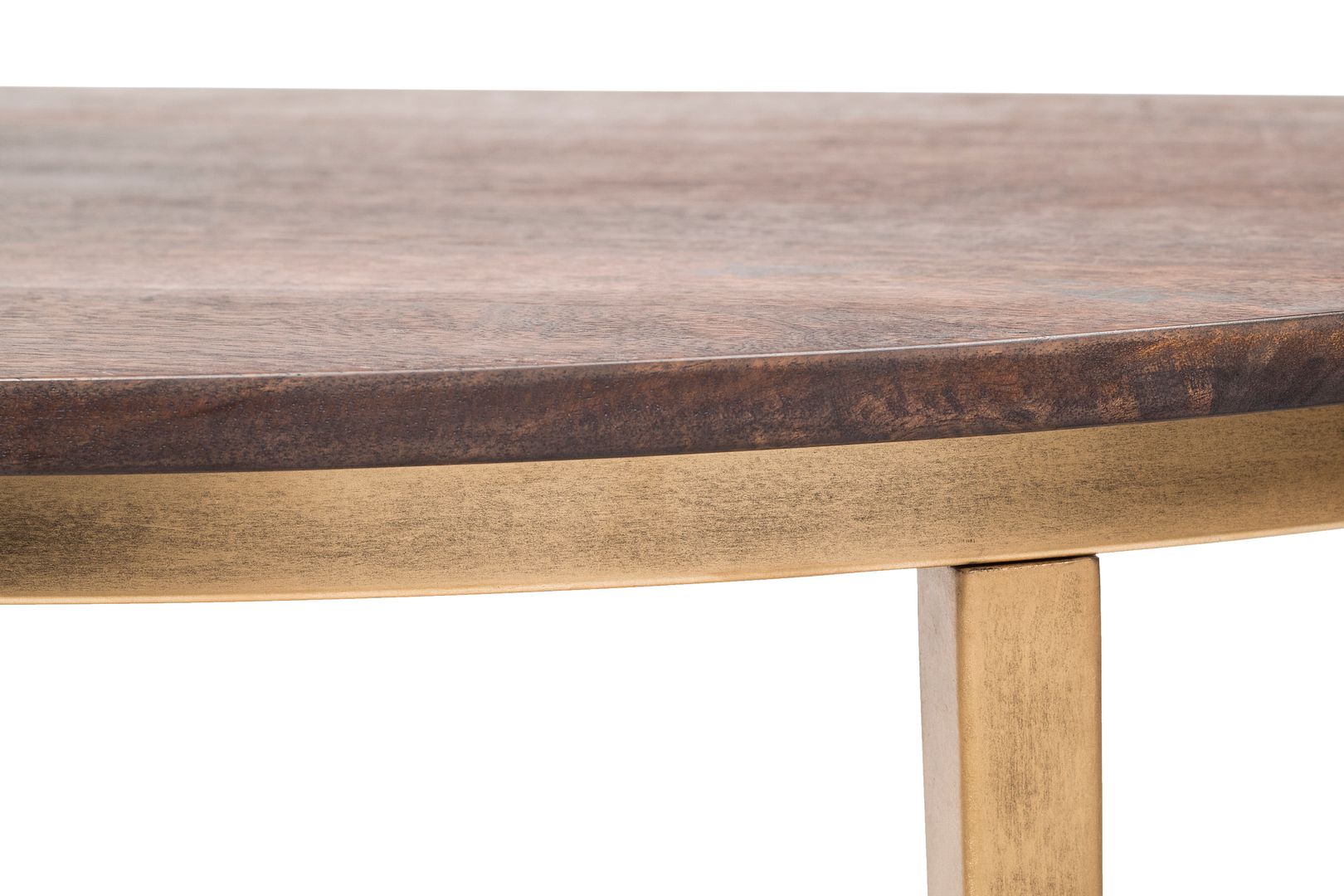 Dark French Brass Half Round Hallway Console Table with Wood Top - Cosy Abode
