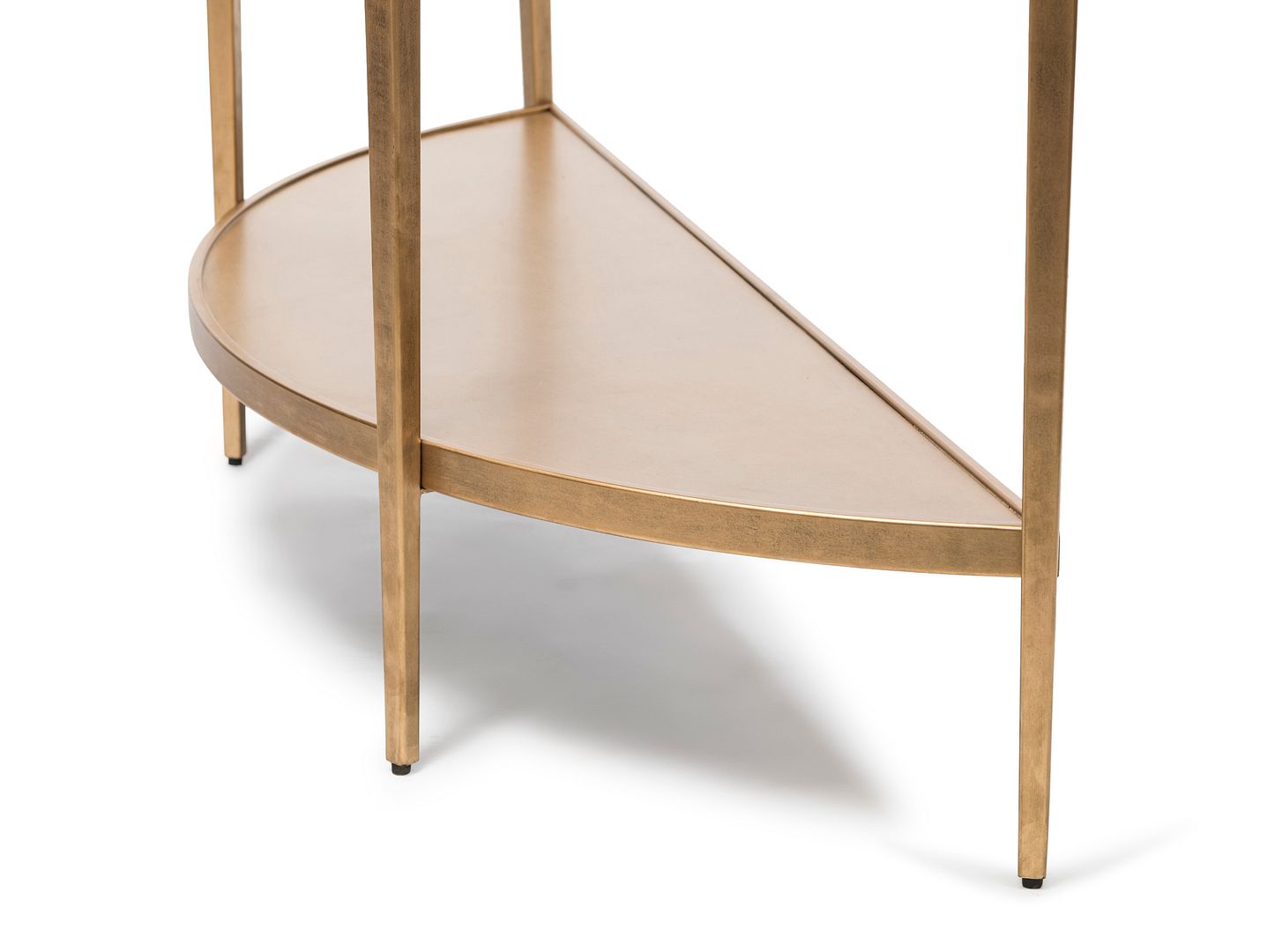 Dark French Brass Half Round Hallway Console Table with Wood Top - Cosy Abode
