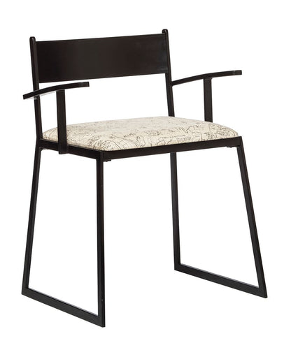 Black Metal Dining Chairs with Upholstered Seat - Set of 2 - Cosy Abode