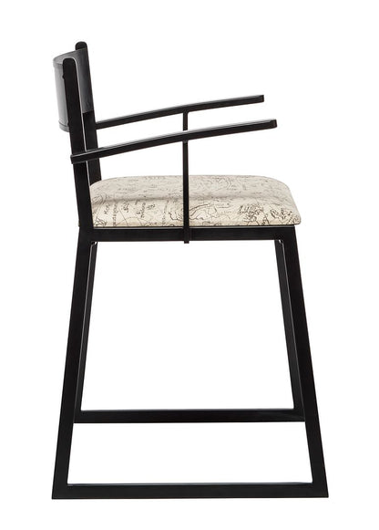Black Metal Dining Chairs with Upholstered Seat - Set of 2 - Cosy Abode