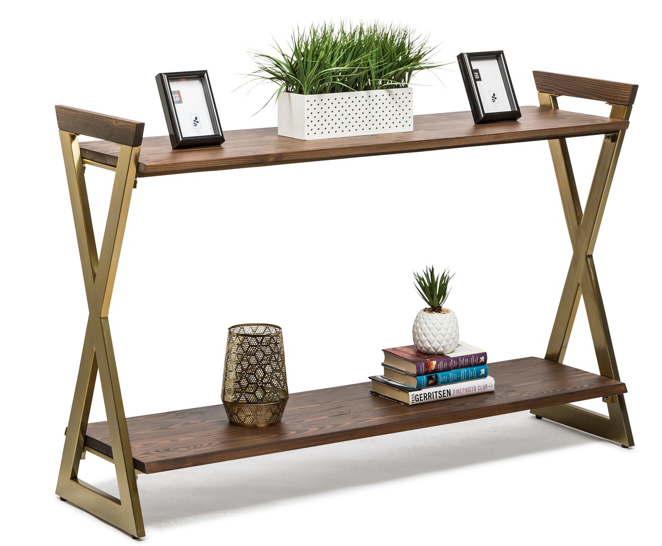 Wooden Entryway Hallway Console Table with Shelves - Cosy Abode