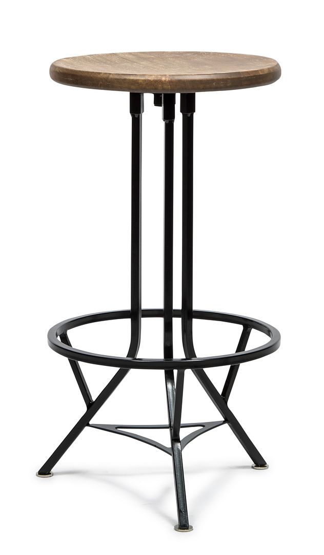 Industrial Wooden Iron Swivel Bar Stool - Black Rustic - Cosy Abode