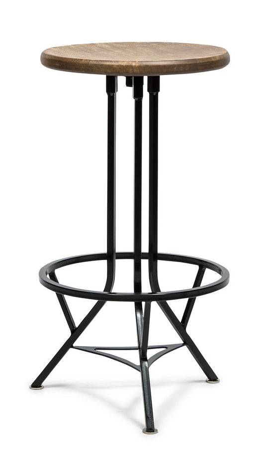 Industrial Wooden Iron Swivel Bar Stool - Black Rustic - Cosy Abode
