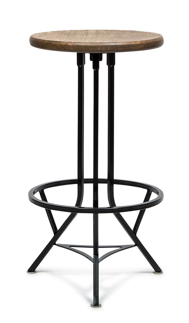 Industrial Wooden Iron Swivel Bar Stool - Black Rustic - Cosy Abode
