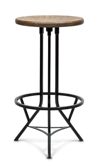 Industrial Wooden Iron Swivel Bar Stool - Black Rustic - Cosy Abode