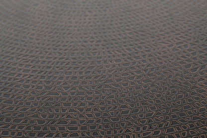 Modern Black Round Coffee Table with Copper Finish Engraved Top - Cosy Abode