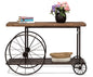Industrial Style Hallway Console Table with Railway Sleeper Wood Top - Cosy Abode