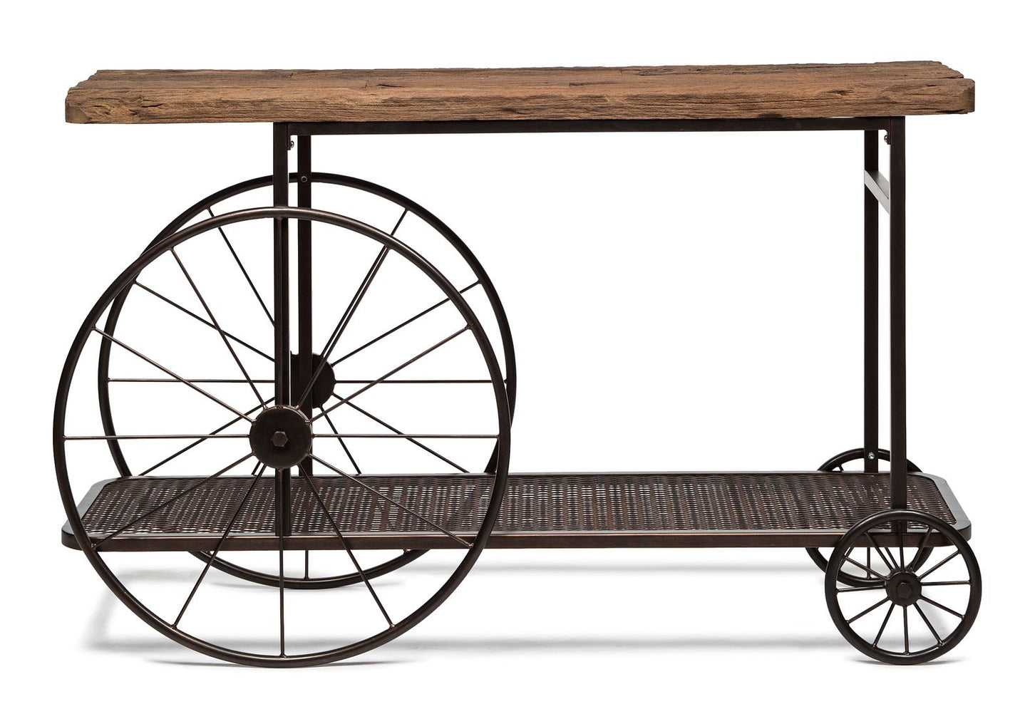Industrial Style Hallway Console Table with Railway Sleeper Wood Top - Cosy Abode