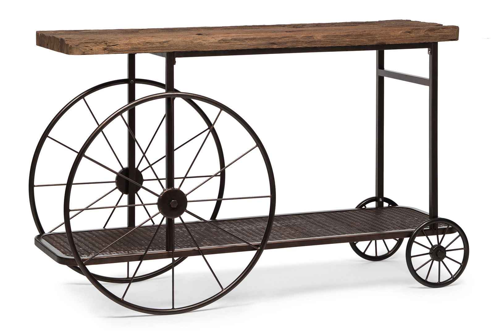 Industrial Style Hallway Console Table with Railway Sleeper Wood Top - Cosy Abode