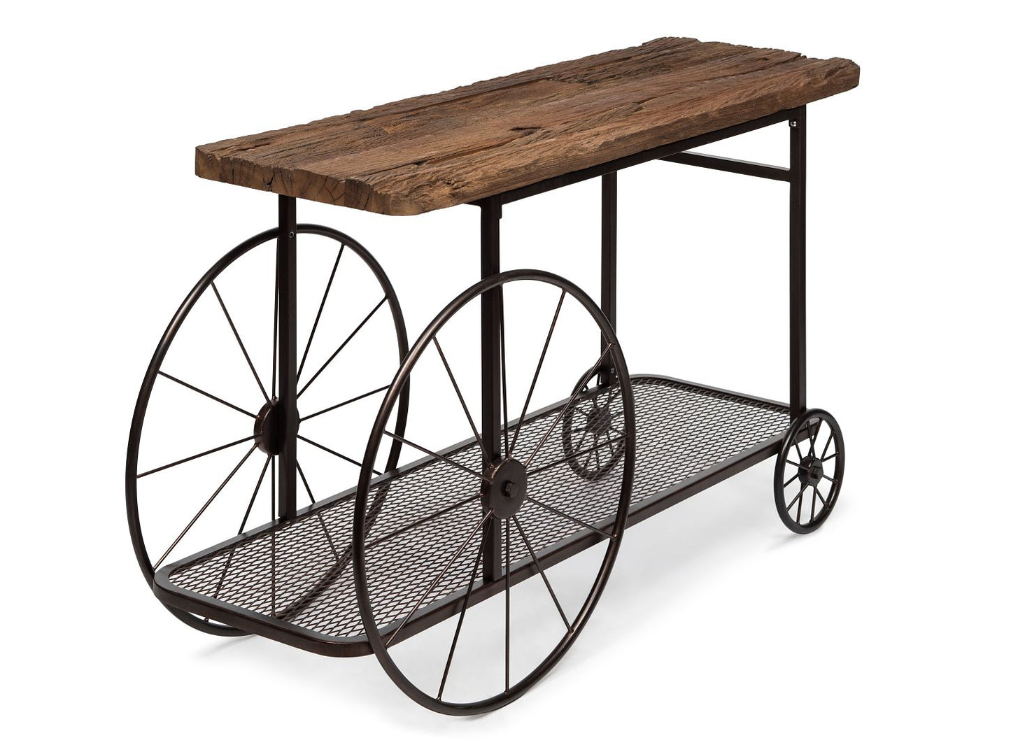 Industrial Style Hallway Console Table with Railway Sleeper Wood Top - Cosy Abode