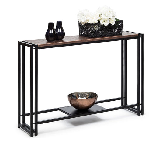 Sleek Hallway Console Table with Copper Textured Top - Cosy Abode