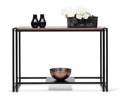 Sleek Hallway Console Table with Copper Textured Top - Cosy Abode