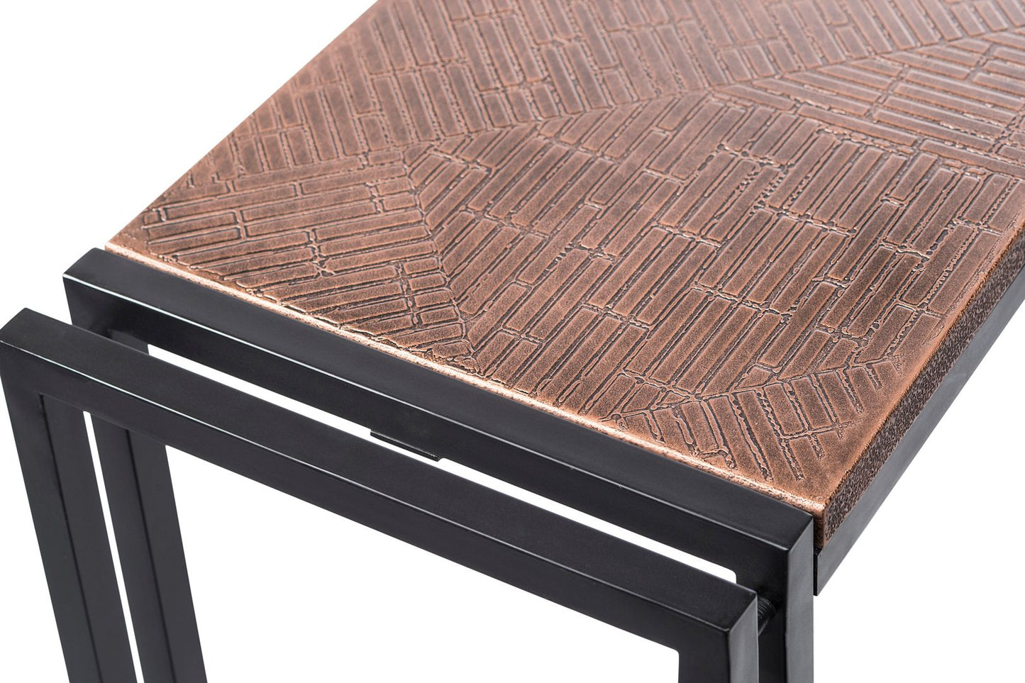 Sleek Hallway Console Table with Copper Textured Top - Cosy Abode