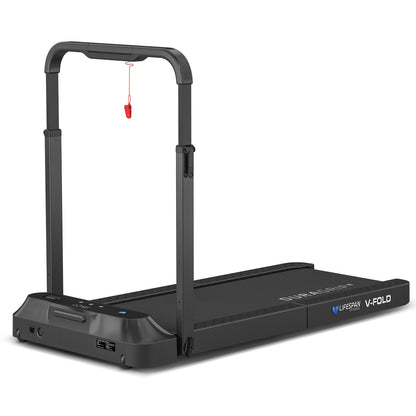 Lifespan Fitness V-FOLD Treadmill with ErgoDesk Automatic Standing Desk 1800mm in White/Black - Cosy Abode