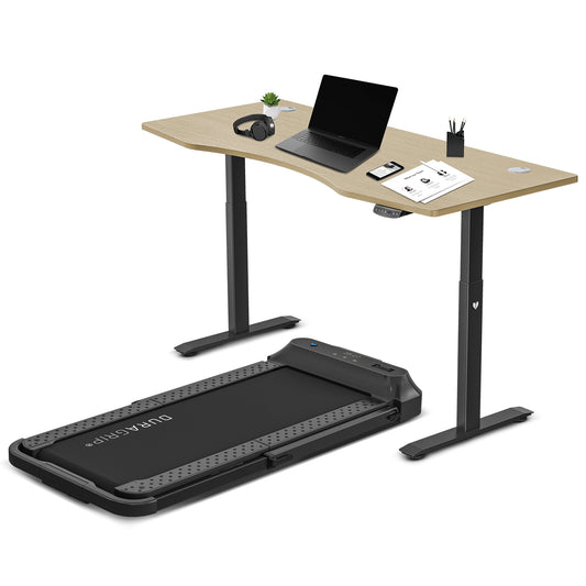Lifespan Fitness V-FOLD Treadmill with ErgoDesk Automatic Standing Desk 1500mm in Oak/Black - Cosy Abode