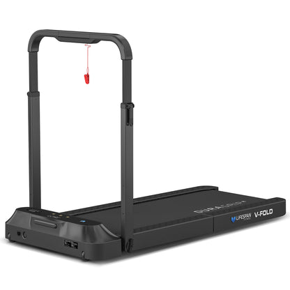 Lifespan Fitness V-FOLD Treadmill with ErgoDesk Automatic Standing Desk 1800mm in Oak/Black - Cosy Abode